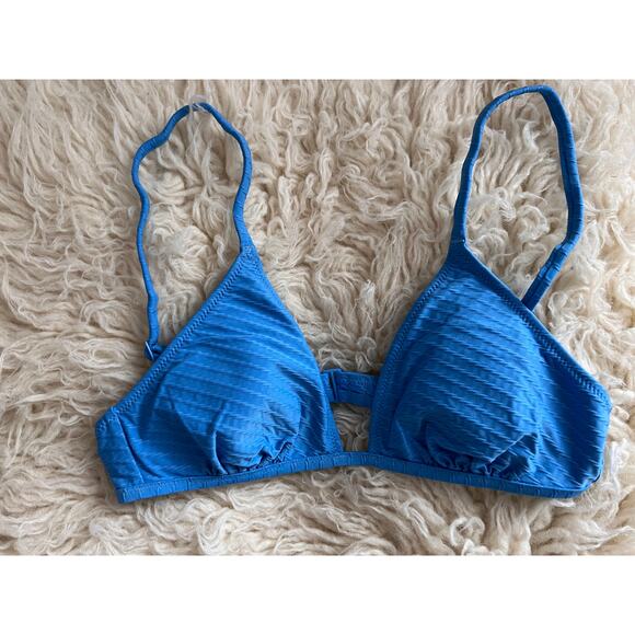 Aerie Hop Lun Blue Bikini Top Size S Built-Up Triangle Swimwear NWT - Picture 1 of 6